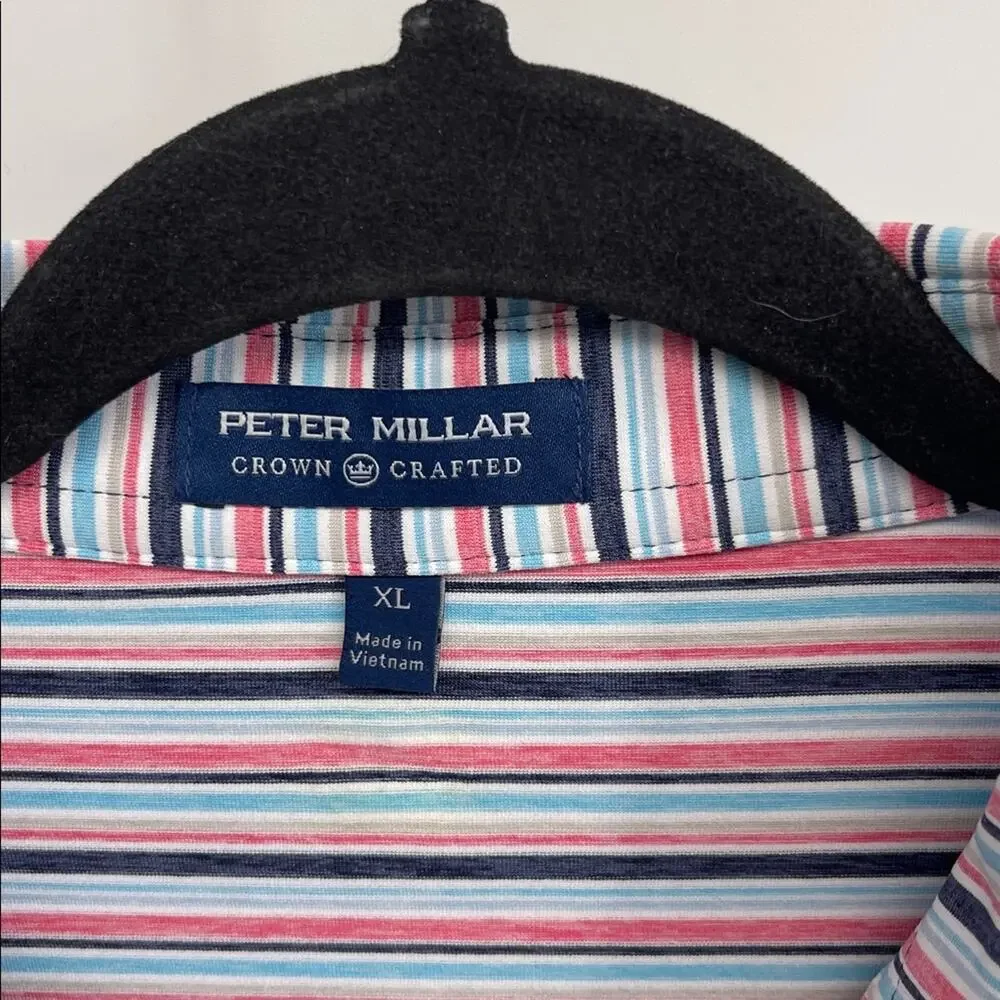 Peter Millar Performance striped golf tennis polo shirt sz XL